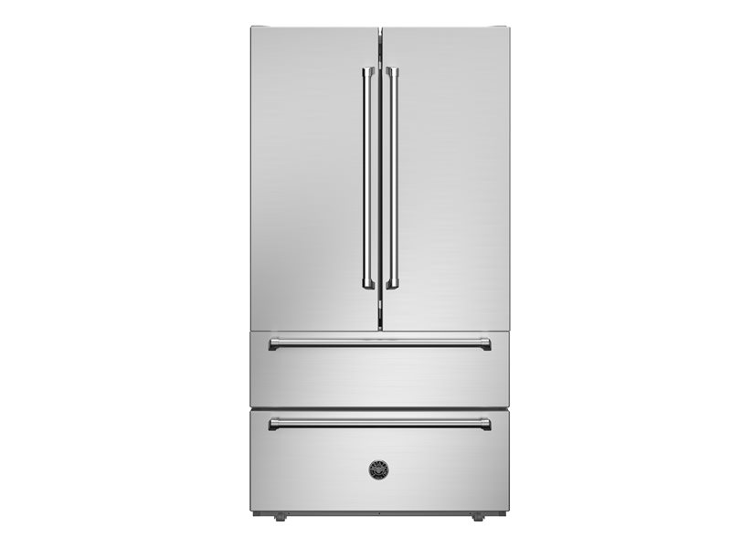 91x178εκ. ψυγειοκαταψύκτης με inox πόρτες τύπου French doors και μεταλλικά χερούλια